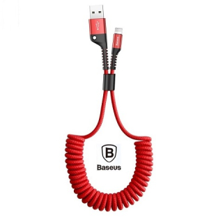 BASEUS Nabíjecí a Datový kabel USB/Lightning, 2A, délka 1m, Spirála (Red)